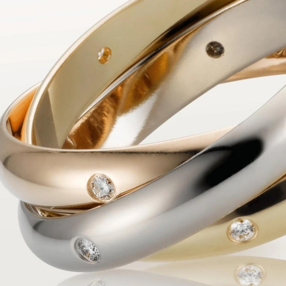 SOLD IN OUR STORE 18K CARTIER Tri Color Diamond Trinity Ring - Picture 5 of 7